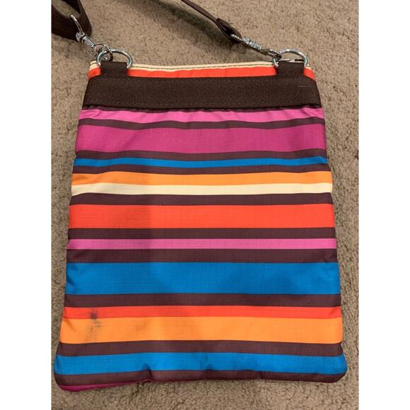 LeSportsac Triple Zip Small Multi-Colored Stripes Crossbody Shoulder Bag - Picture 3 of 4